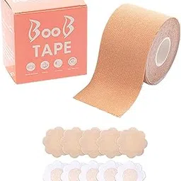 Women's Multipurpose Breast Lift Tape with Nipple Pasties | Waterproof Body Tape for Backless Dresses, Strapless Outfits & Deep Necklines – Hypoallergenic & Comfortable Support Solution-image-98