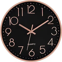 TEKCOOL Plastic Digital Wall Clock 12" Silent Quartz Decorative Latest Non-Ticking Classic Clock Battery Operated Round Easy to Read for Room/Home/Kitchen/Bedroom/Office/School- (Rose Black)-image-13