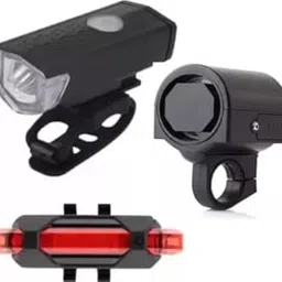 Bicycle LED USB Rechargeable Head Light and Back Light with Horn with LED Front Rear Light Combo (Multicolor)-picture-47