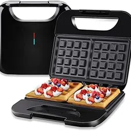 VBM Sandwich Maker, Portable Waffle Iron Maker, Electric Panini Press with Removable Non-Stick Plates LED Indicator Lights, Cool Touch Handle for Breakfast Toaster, Grilled Cheese Bacon and Steak image 1