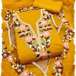 pandadi saree Women's Roman Smooth Cotton Embroidery Work Unstitched Dress Material-picture-54