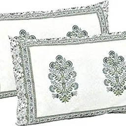 elanorhomes Pure Cotton Pillow Covers Set of 2 (27x18) - Forest Glow with Zip Closure, 180 TC-picture-41