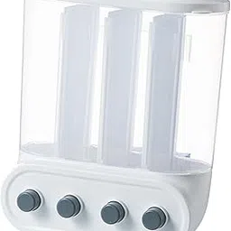 MYADDICTION Wall-Mounted Dry Food Storage Dispenser Grains Rice Box Candy Organizer 4 Grid White-picture-26