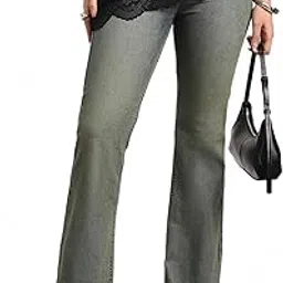 Women's Mid Rise Bootcut Washed Jeans Stretchable-image-72