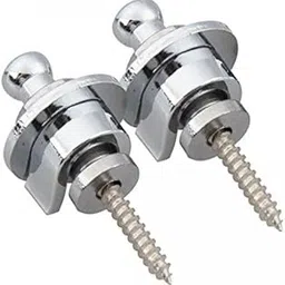 2X 2X Electric Bass Guitar Round Head Skidproof Strap Locks StrapLocks Silver-image-4