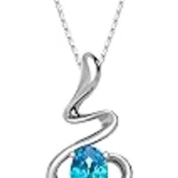 verozi 925 Sterling Silver Swirl Pendant for Women with Box Chain, Swiss Blue Solitaire Pendant Necklace, Fine Jewellery Gifts for Women & Girls, Assured Purity & 6 Month Warranty*-picture-12
