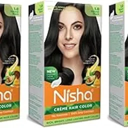 Nisha Creme Hair Color, Permanent Hair Colour Natural Black, Silky & Shiny 100% Grey Coverage & Ammonia Free Color With Natural Henna Extract, 60G+60Ml-picture-20
