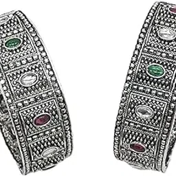 mehak curators Black Oxidised Silver Plated Tribal Screw Kada Bangles Set of 2 | Navratri Dandiya Garba Indian Bollywood Jewellery for Women and Girls-picture-28