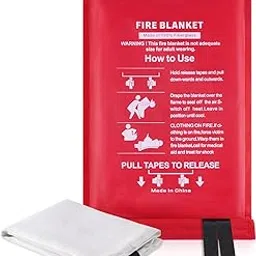 Ajiaguo Fire Blanket for Home Emergency Survival – Fiberglass Suspend Fire Flames Suspension Blankets for Home and Kitchen School Grill Garage House Warehouse Safety (1 White Fire Blanket)-picture-10