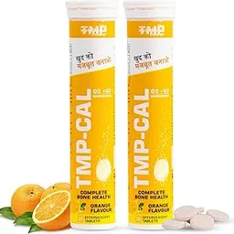 TMP CAL Calcium with Essential Vitamin D3, Vitamin K2 for Complete Health Support | Vitamin D3,B6,Calcium & Magnesium Combination | Orange Flavour (2 Pack (20 x 2 Effervescent Tablets))-picture-27