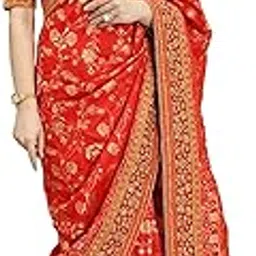 trendmalls Women's Pure Silk Embroidery Work Saree with Unstitch Blouse Piece-picture-48