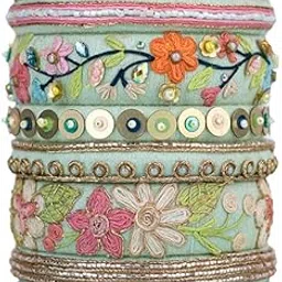 taasha craft Aalia Pastel green beads work handmade bangles for Women & Girls (8 Bangles)-picture-21