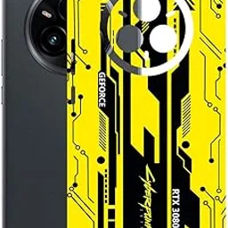 AtOdds Mobile Skin Sticker Wrap | Compatible for REALME 14 PRO Plus (5G)| Scratchproof Matte Finish | Full Coverage for All Sides & Camera Protection (Yellow Cyberpunk)-picture-52