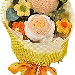 Jazzy Pearls®® Completed Crochet Flowers Bouquet for Valentines Day Gift Yellow|Home & Garden | Wedding Supplies | Flowers, Petals & Garlands-picture-19