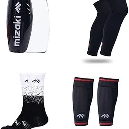 Mizaki Double Coloured Anti-Slip Grip Football Socks, Leg sleev, Shingurd And Shingurd Supporter - Combo Pack For Men&Women-picture-21