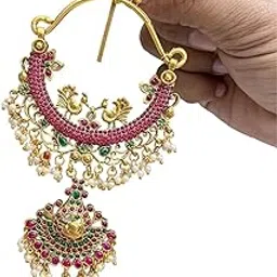 Seyon Jada Billa Billalu Gold Pearl Kundan Wedding Bridal Hairband-picture-39