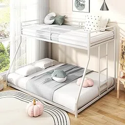 Regent Craft Accessories Metal Low Profile Bunkbeds with Full-Length Guardrail and Ladder, Space Saving, No Boxing Spring Needed, Without Mattress (White)-image-65