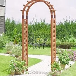 VegTrug Wooden Garden Arch,Natural W: 100cm x D: 45cm x H: 233cm I I 100% FSC I Garden Arbors for Indoor Outdoor Garden, Balcony, Terrace, Outdoor Restaurant Patio-picture-52