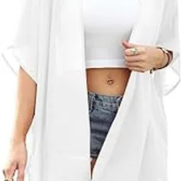 sun-rose fashions Swimsuit Bathing Suit Sheer Chiffon Cardigan Tops | Beach Kimono Swimwear | Cover up | Free Size-picture-53
