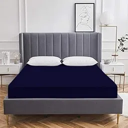 FABTOP Waterproof Dustproof Terry Cotton Mattress Protector Double Bed, Blue (72 X 78 inches)-picture-23
