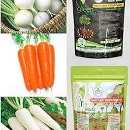 Green World Combo of [RADISH ALL SEASON + CARROT F1 LONG + TURNIP] Seeds With Organic Nutrients Manure-picture-12