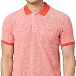 park avenue Men's Slim Fit Cotton Polyester Blend Two Tone Pattern Polo Neck Half Sleeve Casual T-Shirt-picture-41