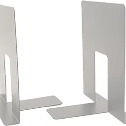 Spillbox Metal Non Slip Bookends Book Shelves | Shelf | Study Table | Home Decor | Holders | Case | Bracket Heavy Duty | Set | Book Ends for Office, Home-U Cut Small (White)-image-25