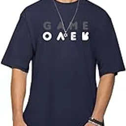 bewakoof Men's 100% Cotton 220 GSM Typography Oversized Fit Round Neck T-Shirt-picture-40