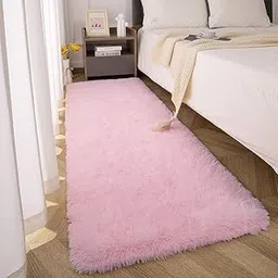 MALTA HOME FURNISHING Soft Runner Rugs for Bedroom Hallways, Fluffy Shag Throw Area Rug Non Slip for Bedside Dorm, Long Shaggy Furry Carpet for Nursery Living Room (Pink, Small)-picture-27
