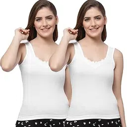 floret Women's Regular Fit Sleeveless Cotton Camisole Slip Spaghetti Combo Pack of 2-picture-36