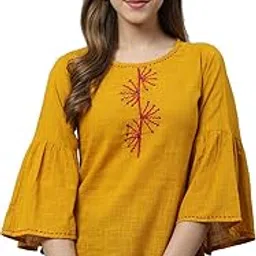 yash gallery Women's Cotton Patch Work Straight Regular Fit Top for Women-picture-39