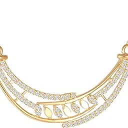 amaal American Diamond Mangalsutra for women stylish 1gm gold mangal sutra short AD CZ Pendant Necklace design jewellery for women nallapusalu chains one gram 18 inch black beads chain golden -202-picture-43