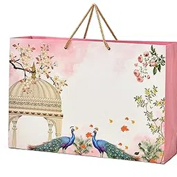 PPJ ® - PEACOCK PAIR (30 Pcs.) (WEDDING HAMPER) PAPER CARRY BAG, 18.5 Inch X 12.5 Inch X 5.5 Inch (JAMBO) for DIWALI/WEDDING/FUNCTION/BIRTHDAY/RETURN GIFTS/CHRISTMAS/GIFT BAGS/GIFT COVERS (Pack of 30)-image-8