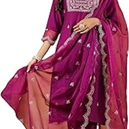 janasya Women's Silk Blend Embroidered Straight Kurta with Pant and Dupatta Set-picture-11