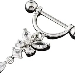 fizzoqi Butterfly & Dragonfly Zircon Nipple Ring | Stainless Steel Body Piercing Jewelry for Women-picture-25
