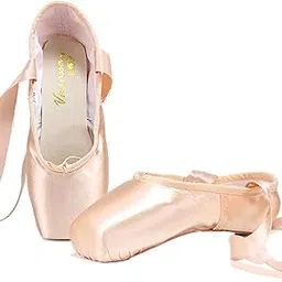 nexete Ballet Dance Pointe Shoes, Satin Dance Slipper Flats with Toe Pad & Ribbon, Leather Soles for Girl Women (Please Order Street Size 1/2-1 up)-picture-34
