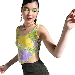 POPWINGS Casual Strap Hankie Ribbed Crop Top for Women - Round-Neck, Sleeveless, Latest Stylish Summer Top-picture-26