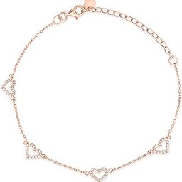 zavya 925 Sterling Silver Cubic Zirconia Heart Rose Gold Plating Charm Bracelet | Gift for Women and Girls | With Certificate of Authenticity and 925 Hallmark|Mother's Day-picture-22