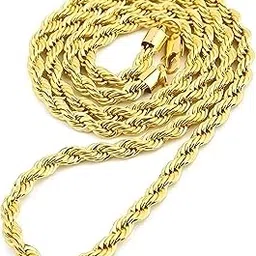 karishma kreations Chain for Men boys Jewellery Stainless Steel Valentine Long Chain Gents Platinum Necklace Silver Gold Rope Chain for Men Boys Stylish-picture-43