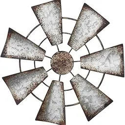 ARTISOUL® Windmill Wall Sculpture Craft Iron Art For Living Room Office Indoor Outdoor Round 7 Leaf | Home & Garden | Other Home & Garden-picture-50
