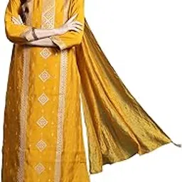 indo era Women's Straight Silk Blend Ethnic Motifs Embroidered Kurta & Pant with Dupatta Set (KH9MT10453)-picture-18