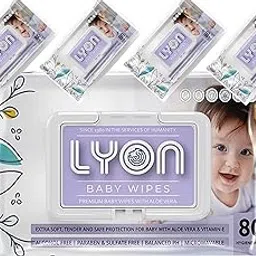 Lyon Baby Wipes Premium Soft Cleansing with Enriched Aloe Vera and Vitamin E, Dermatologically Tested, Ph-Balanced Formula, Free from Alcohol, Silicones, Phthalates and Parabens (400 Wipes) Pack of 5-picture-52