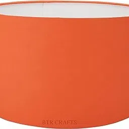 Cotton Fabric Drum Lamp Shade Tripod & Floor Stands, BIG, Dark Orange (14" Inches)-image-60