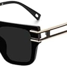 deseox Square Rectangular Sunglass UV Protection Goggles For Men Graident Black Lans (Golden Tample)-picture-11