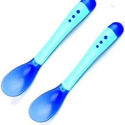 Mopslik Soft Silicone Tip Baby Feeding Heat Sensitive Colour Changing Temperature Sensing Spoon - Pack of 2, Blue-picture-18
