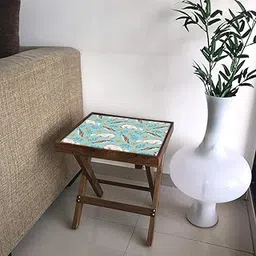 Nutcase Designer Teak Wood Side Table Folding Wooden Bedside Coffee Outdoor Picnic Table - Artic Summer-picture-17