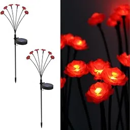Hardoll Solar Lights Outdoor 6 LED Flower Lamp for Home Garden Waterproof Decoration(Warm White-Pack of 2)-picture-17