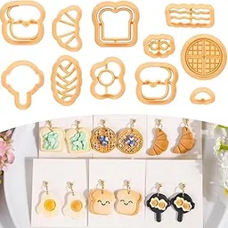 Puocaon Bread Polymer Clay Cutters - 11 Pcs Bakery Cutters for Polymer Clay Jewelry, Dessert Breakfast Theme Cutter Earring Making Kit for Earring Making-image-13