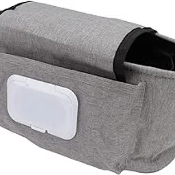 Stroller Cup Holder Bag Universal Large Capacity Space Saving Stroller Organizer to Use On Diaper Travel (Gray)-image-23