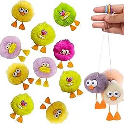 Birthday Popper Googly-Eyed Fluffy Ducks as Birthday Return Gifts - Set of 10 - Bouncing Plush Duck Elastic Toys with Ring & String - Fun Play for Toddlers - Stress Relief for Kids & Adults-picture-44